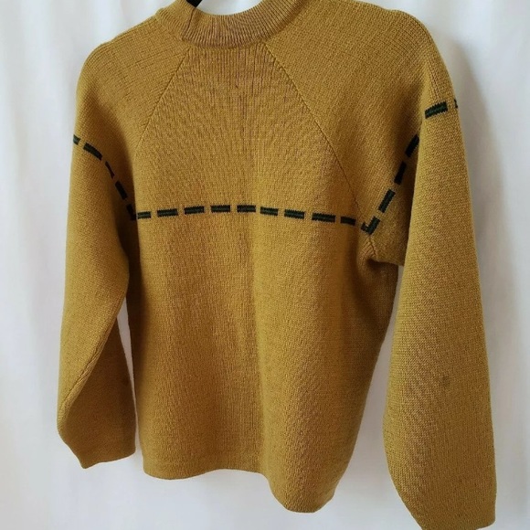 Towne and King Vtg Mustard Knit Crew Neck Sweater - Picture 5 of 8